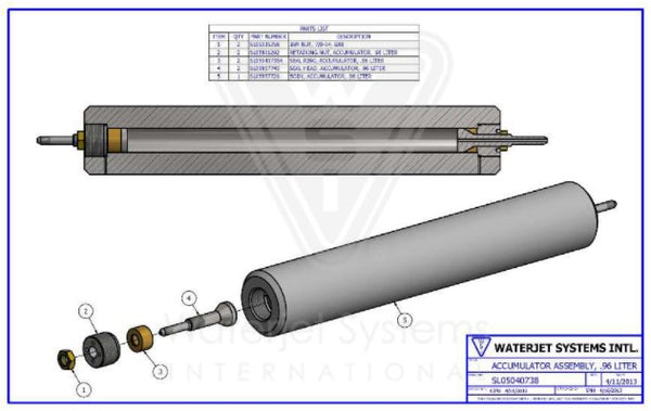 アキュムレータアセンブリ　9/16  0.96リットル【WSI P/N: SL05040738】