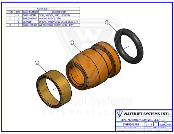 スイベル   シール　アセンブリ  1/4"x139"ID【WSI P/N: SWBJ201388】